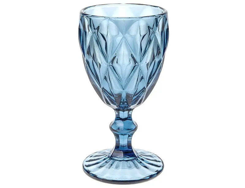 Set of 6 Cups Diamond Cup Glass (Diamond Blue, Golden, Smoke, Transparent, Brown)