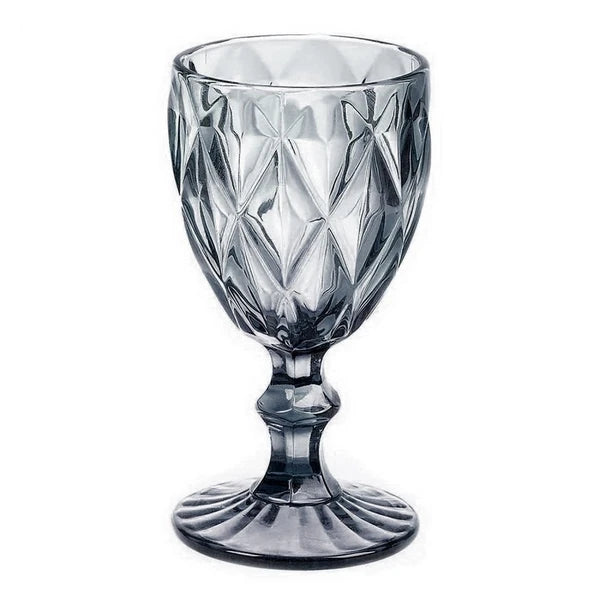 Set of 6 Cups Diamond Cup Glass (Diamond Blue, Golden, Smoke, Transparent, Brown)