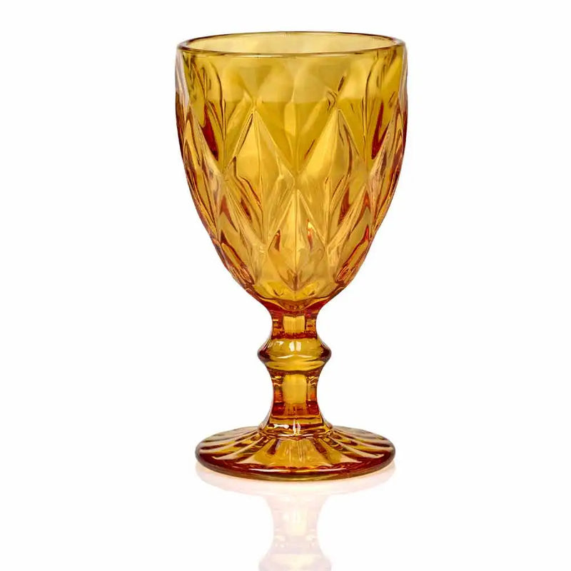 Set of 6 Cups Diamond Cup Glass (Diamond Blue, Golden, Smoke, Transparent, Brown)