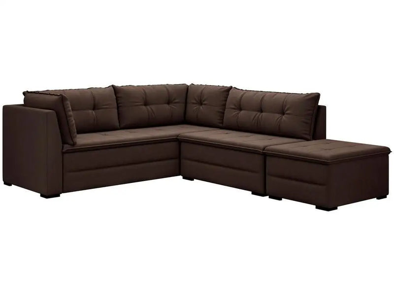 Corner Sofa 6 Places with Puff Veluplus Vegas