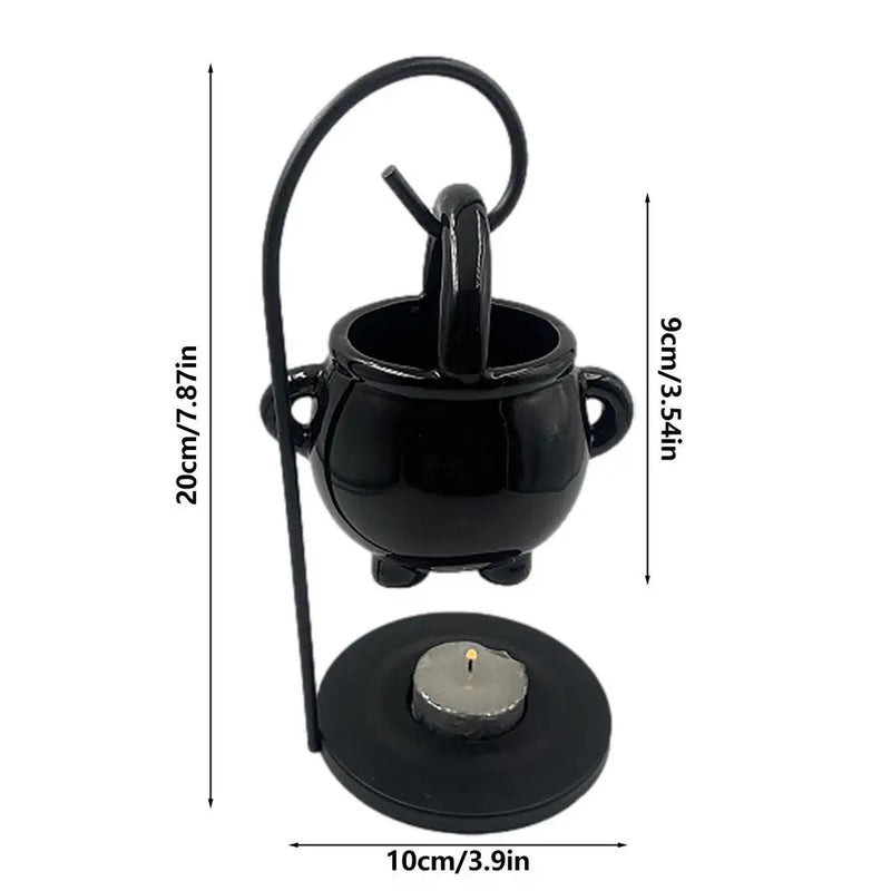 Hanging Cauldron Wax Burner Witches Caldron Pot Candle Holder Black EssentialOil Incense Aroma Diffuser Home Decor Spirit